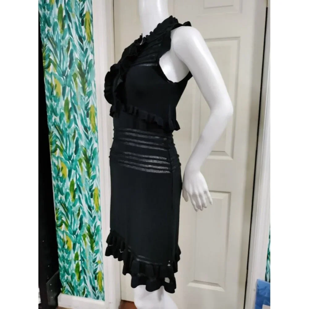 NWT For Love and Lemons Knitz Black knit dress With Sheer Accents S - Picture 9 of 15